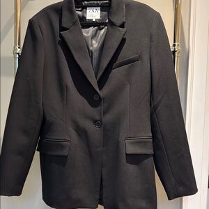 Zara Black Structured Blazer Professional Suit Jacket